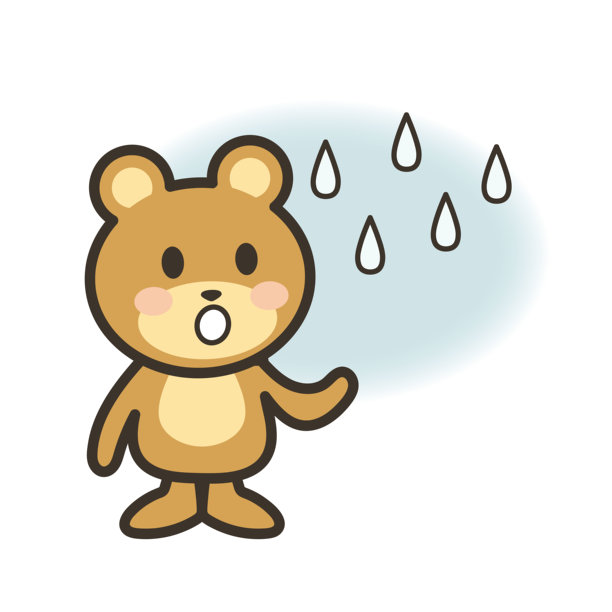 可爱的熊抬头仰望天空，轻柔的细雨开始落下图片下载