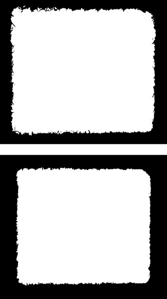 前卫艺术的双重磨砂照片框：在黑色背景上展示粗糙、锯齿状的边框，搭配破旧的白色框架，适合独特而富有创意的视觉展示。图片下载