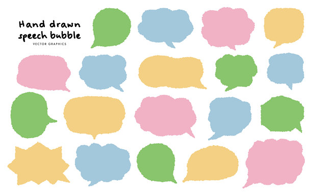 营造温馨氛围！手绘对话气泡设计素材图片下载