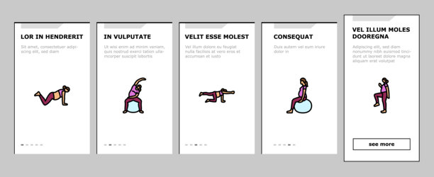 孕妇健身入门图标集矢量图图片下载