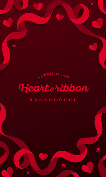 红色丝带和心形图案，灵感来自礼物。情人节和礼物的背景素材。图片下载