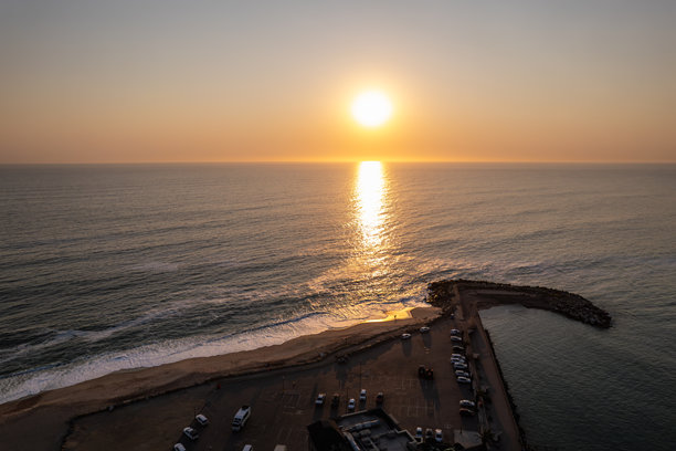 纳米比亚斯瓦科普蒙德的海岸和沙滩，航拍照片图片下载