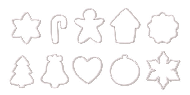 饼干切割模具。圣诞饼干，自制饼干，糕点，面包店。平面风格的矢量插图。图片下载