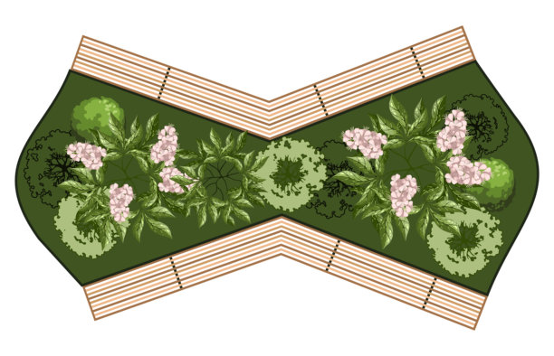 建筑景观规划中的长椅俯视图。长椅与树木和绿植。环境设计。矢量图。图片下载