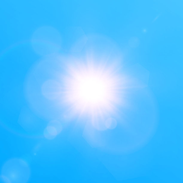 蓝天中的阳光和阳光，镜头反射的库存照片抽象，美丽，蓝色，明亮，气候图片下载