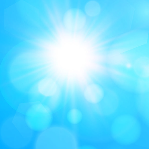 蓝天中的阳光和阳光，镜头反射的库存照片抽象，美丽，蓝色，明亮，气候图片下载