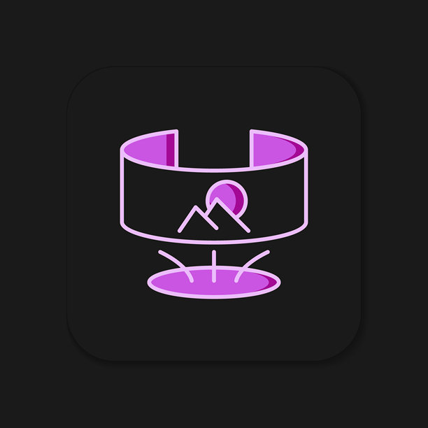 填充轮廓的360度视图图标，孤立在黑色背景上。虚拟现实。360度摄像机角度。全景照片。带阴影的平面填充轮廓风格。矢量图。图片下载