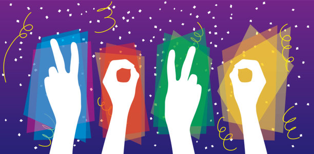 2020年新年手剪影图片下载