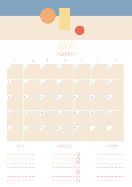 2020年12月日历和计划图片下载