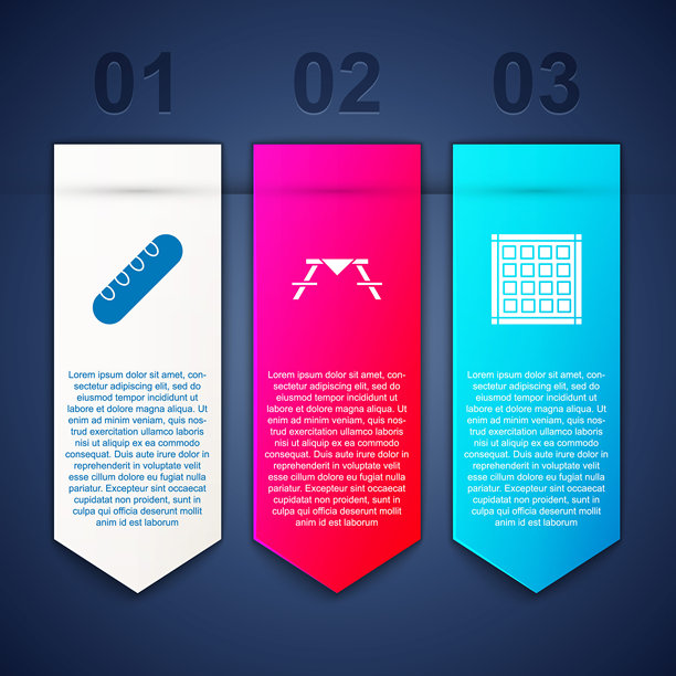 法式长棍面包、带长椅的野餐桌和格子餐巾。商业信息图模板。矢量图。图片下载