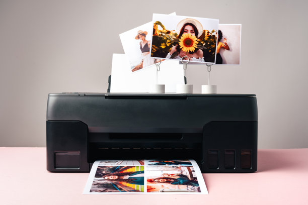 现代激光打印机打印女性特写彩色照片图片下载