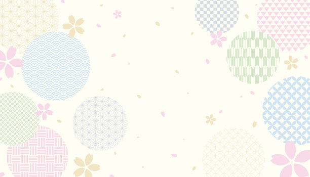 粉彩背景素材，展示传统日本图案的矢量插图图片下载