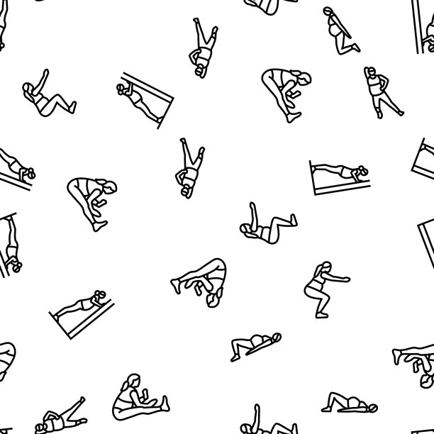 孕妇健身无缝图案矢量图图片下载