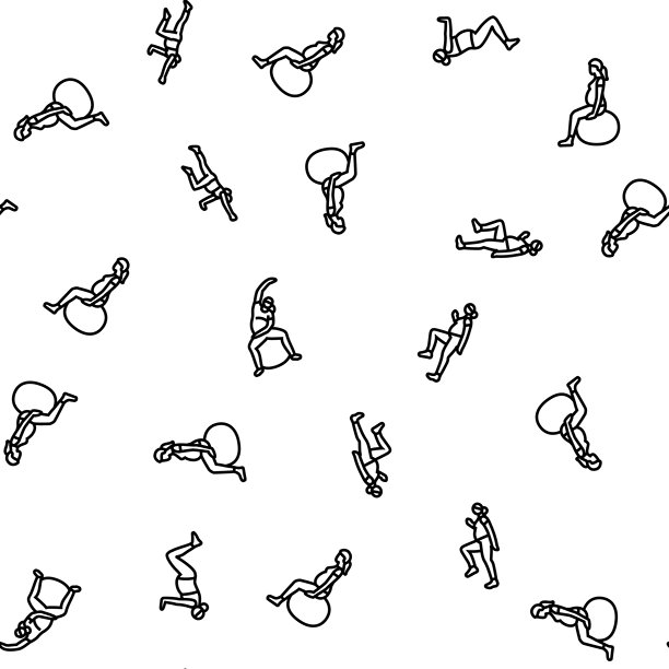 孕妇健身无缝图案矢量图图片下载