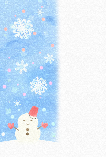 冬季图像：可爱的雪人景观框，背景素材（明信片大小）图片下载