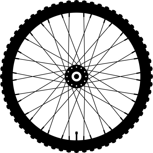自行车轮子矢量图标。自行车橡胶轮胎、金属辐条和轮圈。健身自行车、运动、道路、旅游、山地自行车轮胎。自行车轮子符号。气门。摩托车。矢量插图。图片下载