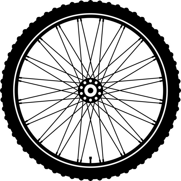 自行车轮子矢量图标。自行车橡胶轮胎、金属辐条和轮圈。健身自行车、运动、道路、旅游、山地自行车轮胎。自行车轮子符号。气门。摩托车。矢量插图。图片下载
