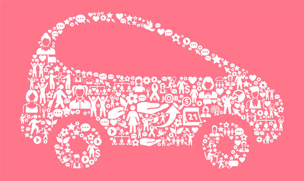 汽车妇女权利和女孩权力图标模式图片下载