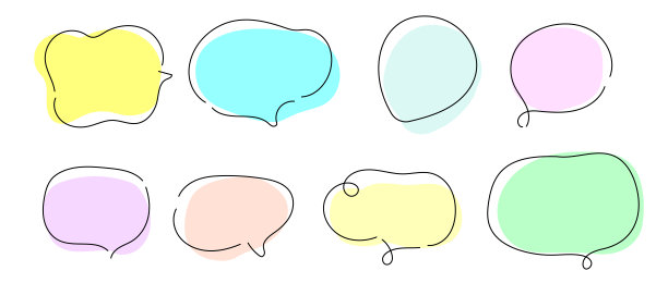 简约时尚女孩风格的对话气泡框架套装 矢量插图素材 白色背景图片下载