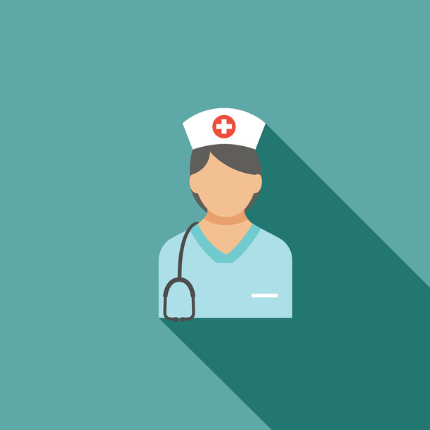 医疗保健图标在平面设计风格-护士图片下载