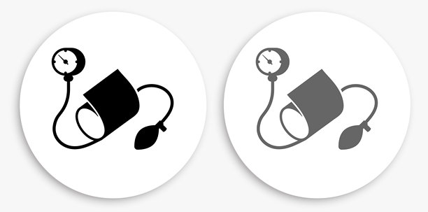 血压计黑白圆形图标图片下载