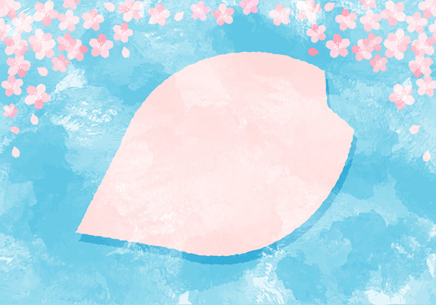 樱花盛开的矢量框架素材，花瓣标题背景框架，春季水彩素材图片下载