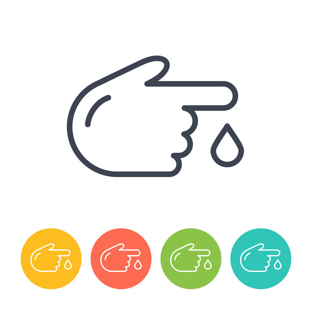 血液测试图标-细线矢量。健康与医学图片下载