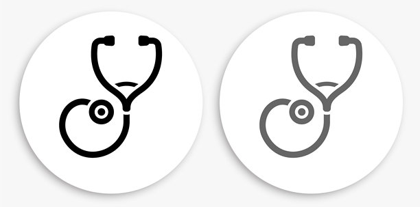 听诊器黑白圆形图标图片下载