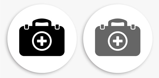 医用公文包黑白圆形图标图片下载