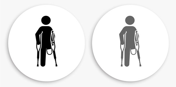 腿部截肢者黑色和白色圆形图标图片下载