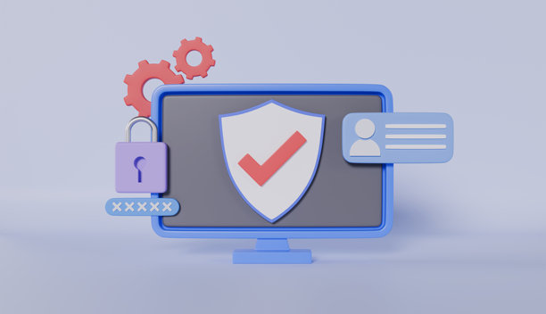 网络安全与大屏幕和密码，个人隐私安全，数据安全概念图片下载