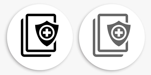 安全医疗记录黑白圆形图标图片下载