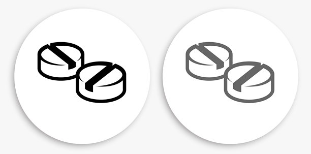 药丸黑色和白色圆形图标图片下载