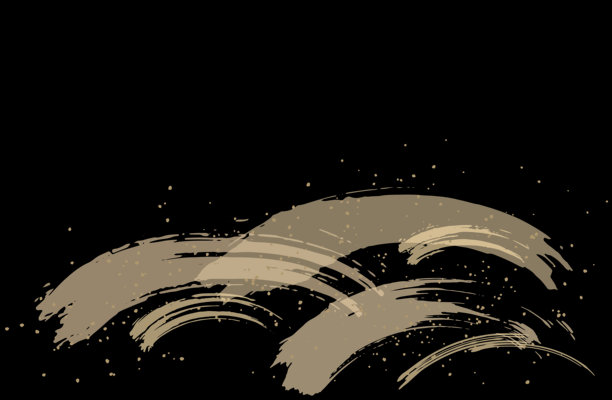 刷写的金色日本风格黑色背景矢量插图素材 简约奢华 华丽 简单 金粉 金箔图片下载