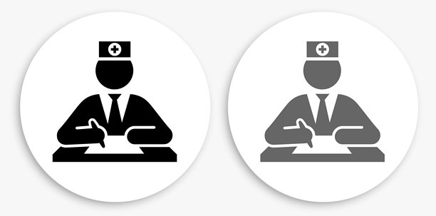 卫生工作者黑白圆形图标图片下载