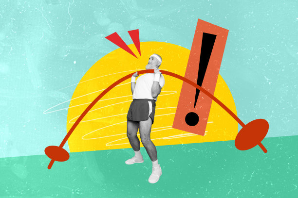 健身的退休老年男性在户外背景下举重的横向照片拼贴，展现运动服装、激励和健康生活方式的练习。图片下载