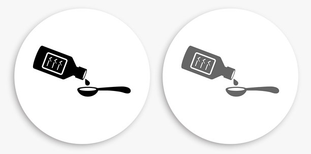 喝药黑白圆形图标图片下载