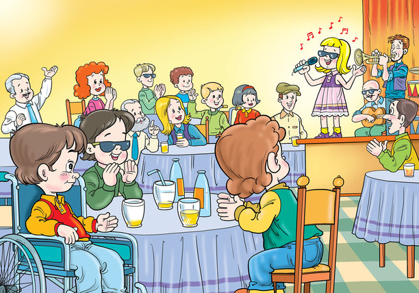 特殊需要的孩子。快乐活泼的残疾儿童。图片下载