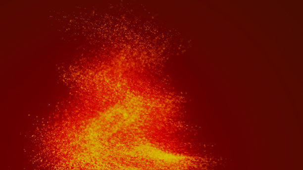 黑色背景上抽象的孤立火焰发光粒子飞向上方。黑暗背景上的火花。火焰动画。熊熊篝火的火焰。飞舞的火星。3D效果。图片下载