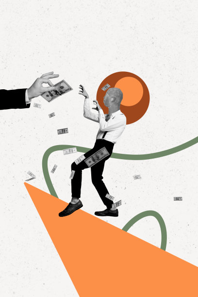 匿名商人的竖版照片拼贴，头部雕塑走路，僵尸手递出现金贿赂美元，背景为涂鸦风格。图片下载