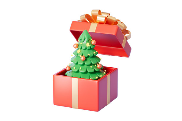 卡通风格的圣诞主题图片，3D渲染图片下载