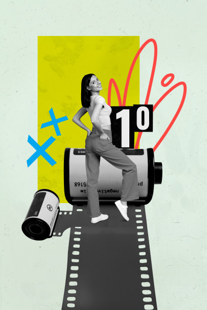 趋势艺术作品复合横幅 3D 照片拼贴，展示年轻女士模特学生的爱好复古胶卷捕捉瞬间。图片下载