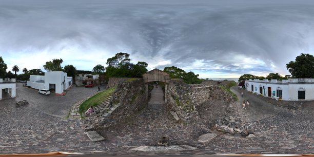 乌拉圭科洛尼亚德尔萨克拉门托的圣米格尔堡垒360度无人机航拍照片图片下载