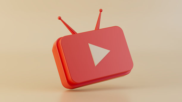 3D渲染，电视图标作为复古电视，红色配色方案，播放按钮，天线，圆角，米色背景，柔和灯光，光滑质感，怀旧，极简，电影感，高细节产品可视化。图片下载