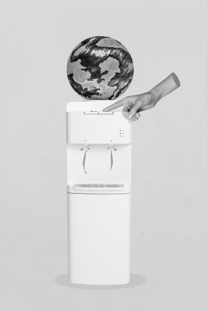 创意照片3D拼贴艺术海报，描绘地球海洋水资源枯竭，背景为孤立的绘画。图片下载