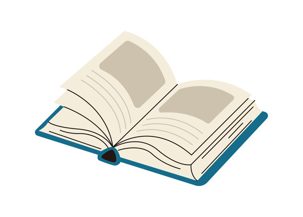 打开的书，页面上有空白图片的平面矢量图形图片下载