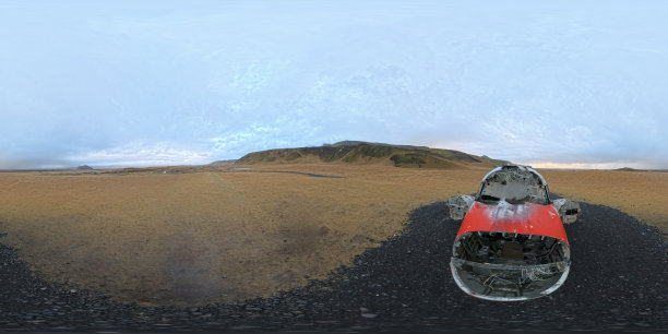 冰岛Eyvindarholt地区DC3飞机残骸内部的360度照片图片下载