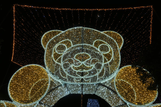 圣诞节的灯光和礼物照片图片下载