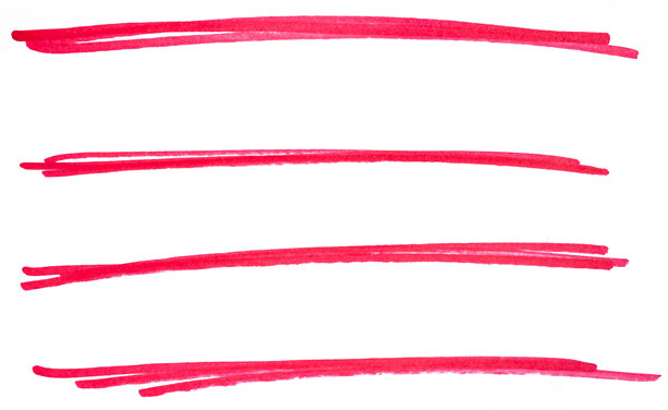 手绘红色马克笔线条设计元素，粗糙的下划线笔触图片下载