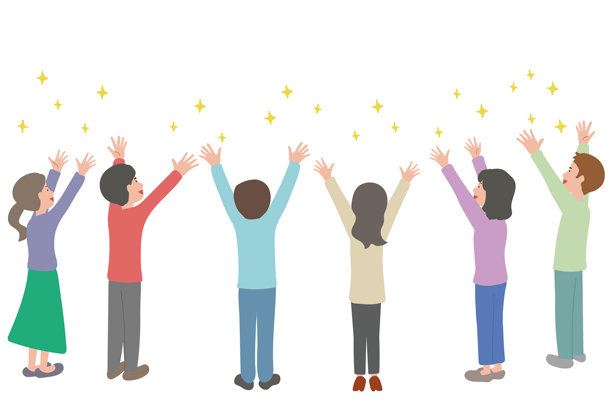 一男一女仰望天空，欢欣鼓舞图片下载